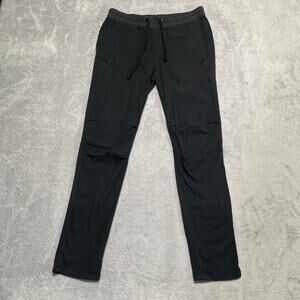 James Perse Pants Womens Small 1 Black Drawstring Light Stretch Casual